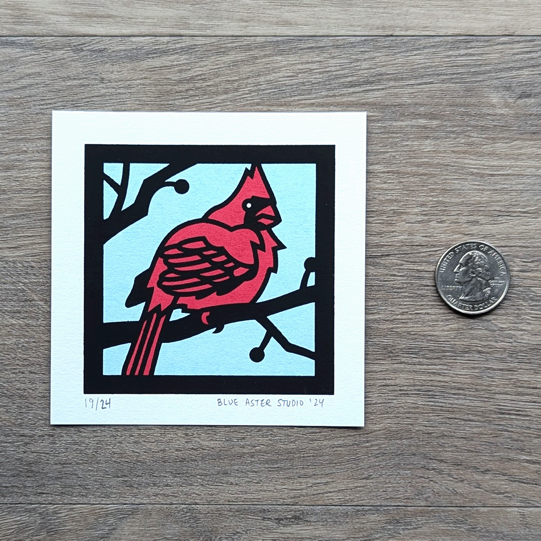 Northern Cardinal Mini Screen Print