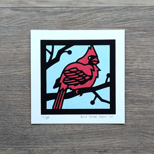 Northern Cardinal Mini Screen Print