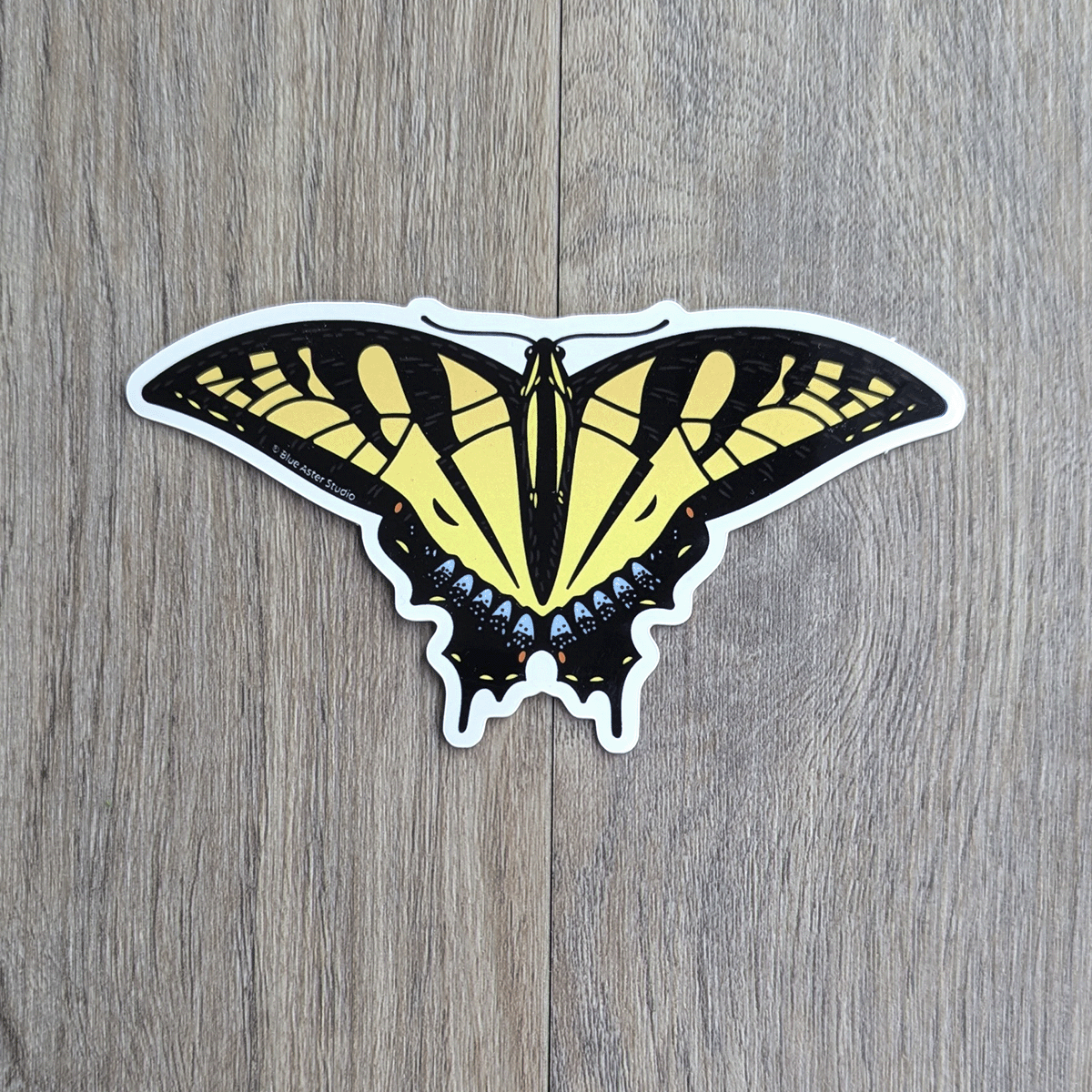 A black and yellow striped swallowtail butterfly sticker