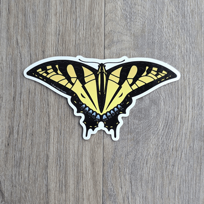 A black and yellow striped swallowtail butterfly sticker