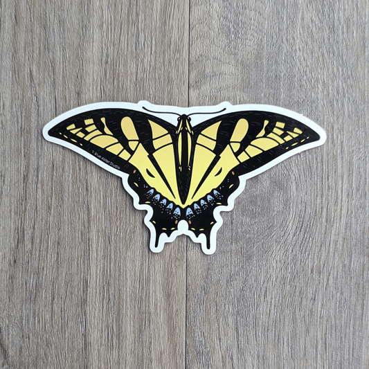 A black and yellow striped swallowtail butterfly sticker