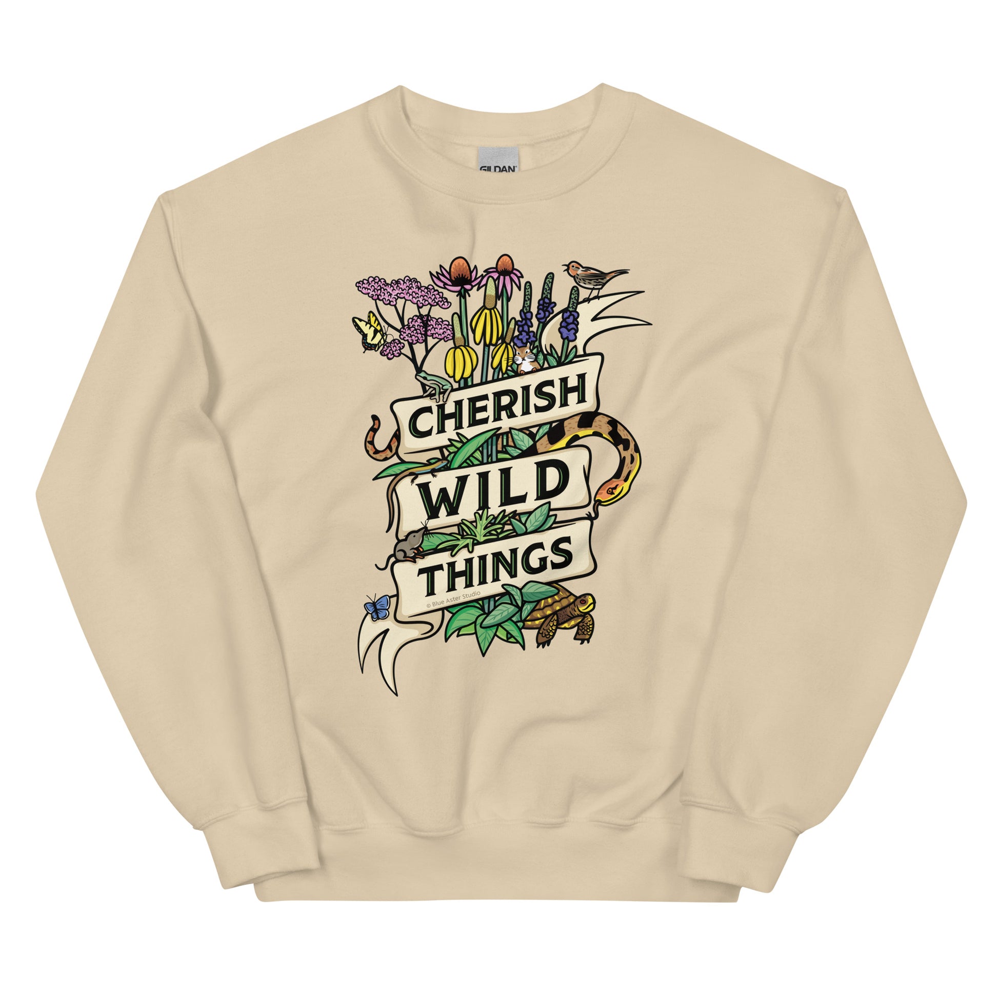 A tan Cherish Wild Things sweatshirt.