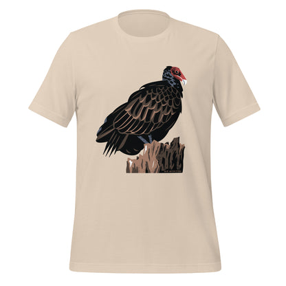 A cream colored shirt with an image of a majestic turkey vulture printed on the front.