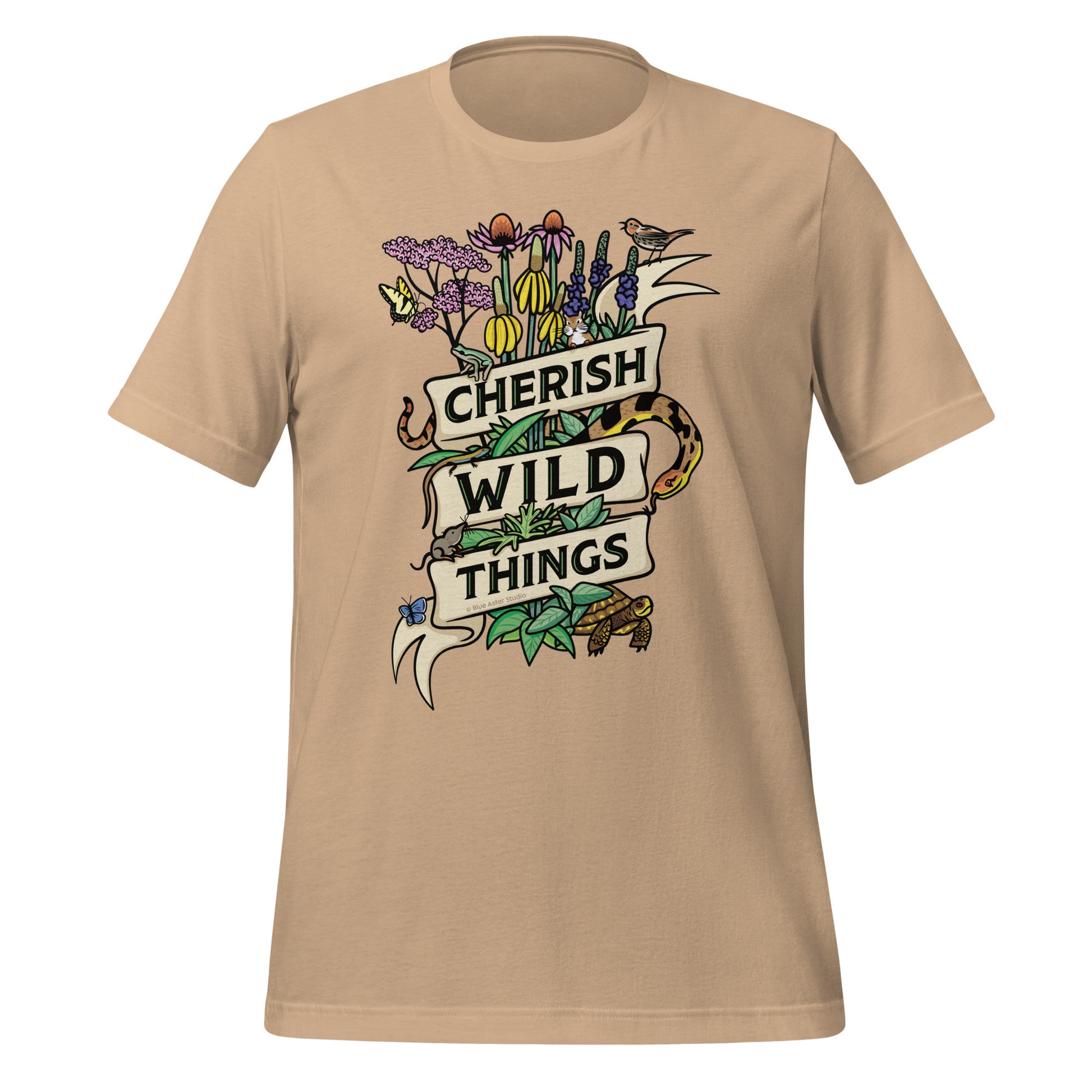 A sand colored Cherish Wild Things tee.
