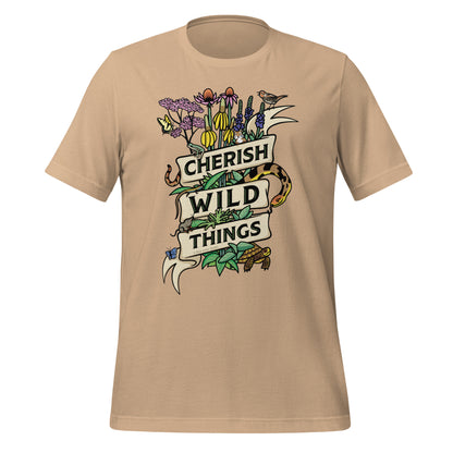 A sand colored Cherish Wild Things tee.