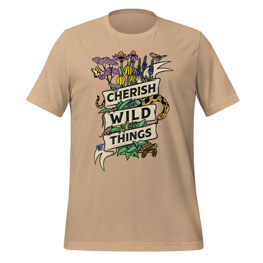 A sand colored Cherish Wild Things tee.