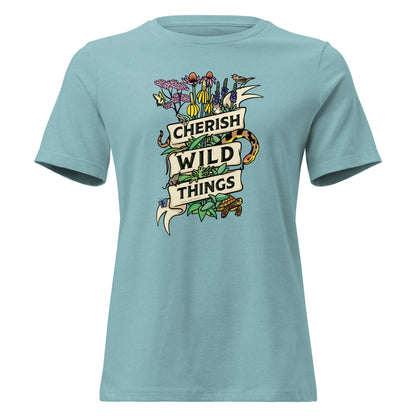 A blue lagoon heather Cherish Wild Things ladies cut tee.