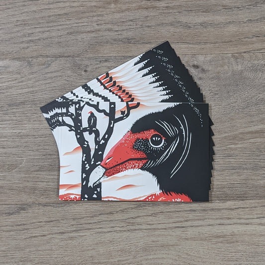 A stack of ten turkey vulture postcards fanned out.