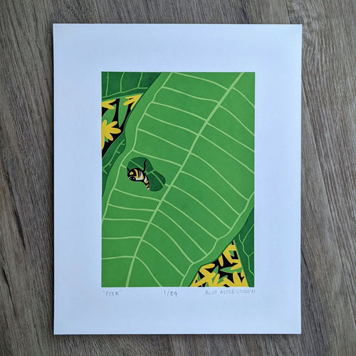 Monarch Caterpillar on Milkweed Screen Print