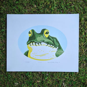 A frog screen print.