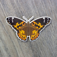 Load image into Gallery viewer, A vinyl sticker of a painted lady butterfly.