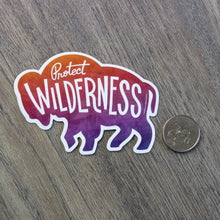 Load image into Gallery viewer, The Protect Wilderness Bison sticker sitting next to a USD quarter for scale.
