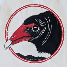 Load image into Gallery viewer, A close-up of the turkey vulture screen printed design on the tote bag.